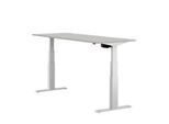 Schäfer Shop Select Schreibtisch ERGO-T, elektrisch höhenverstellbar, Rechteck, T-Fuss, B 1800 x T 800 x H 640-1300 mm, lichtgrau/weissaluminium