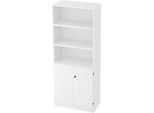 Regalschrank, B 800 x T 420 x H 2004 mm, 5 OH, 5 Böden, 2 Türen, abschliessbar, weiss/weiss