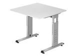 Schreibtisch ULM, C-Fuss, Rechteck, B 800 x T 800 x H 650-850 mm, lichtgrau