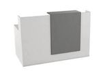 Empfangstheke Pisa, mit Ablage und Seitenplatten, B 1600 x T 800 x H 1100 mm, graphit/weiss