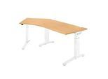 Schäfer Shop Genius Schreibtisch 135° Planova Ergostyle , Ansatz links, man. höheneinstellbar, B 2165 x T 800 mm , Buche-Dekor/weiss