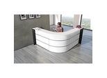 Winkeltheke Faro, mit Ablage- und Seitenplatten, melaminharzbeschichtet, ABS-Kanten, B 2320 x T 2320 x H 1120 mm, weiss/anthrazit