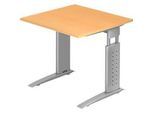 Schreibtisch TARVIS, C-Fuss, Rechteck, B 800 mm, Gestell silber, höhenverstellbar, Buche-Dekor