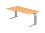 Freiformtisch TARVIS, B 1800 x T 800/1000 x H 680-860 mm, Gestell silber, Buche-Dekor
