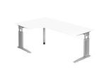 Eckschreibtisch TARVIS, B 2000 x T 1200/800 x H 680-860 mm, Gestell silber, weiss