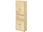 Schäfer Shop Select Kombischrank LOGIN, oben und unten 2 Ordnerhöhen mit Tür, Mitte Regal, B 800 x T 420 x H 2196 mm, Ahorn Dekor/Ahorn Dekor