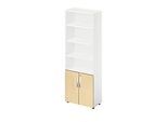 Schäfer Shop Select Kombischrank LOGIN, oben 4 Regale, unten 2 Ordnerhöhen mit Türen, B 800 x T 420 x H 2240 mm, weiss/Ahorn Dekor
