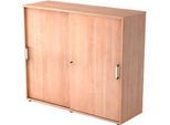 Schiebetürenschrank TARVIS, 3 Ordnerhöhen, B 1200 x T 400 x H 1100 mm, abschliess- & stapelbar, Nussbaum-Dekor