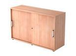Schiebetürenschrank TARVIS, 2 Ordnerhöhen, B 1200 x T 400 x H 748 mm, abschliess- & stapelbar, Nussbaum-Dekor