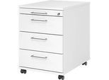 Rollcontainer 1233 Breno, 3 Schübe & 1 Utensilienauszug, abschliessbar, B 428 x T 580 x H 590 mm, weiss