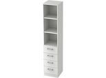 Regal TARVIS, 5 Ordnerhöhen, 2 Böden, 4 Schubladen, B 405 x T 420 x H 2004 mm, lichtgrau
