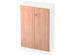 Aktenschrank TARVIS, mit Griff ohne Schloss, 3 Ordnerhöhen, B 800 x T 420 x H 1270 mm, weiss/Nussbaum-Dekor