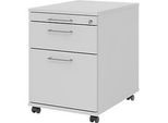 Rollcontainer 126 Breno, 1 Schub, 1 Utensilienauszug & 1 Hängeregistraturschub, abschliessbar, B 428 x T 580 x H 590 mm, lichtgrau