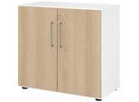 Schränke Breno, 2 OH, abschliessbar, 28 kg je Boden, B 800 x T 420 x H 748 mm, weiss/Eiche