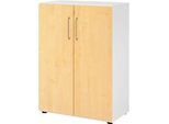 Schränke Breno, 3 OH, abschliessbar, 28 kg je Boden, B 800 x T 420 x H 1100 mm, weiss/Ahorn