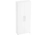 Schrank TARA, 5 Ordnerhöhen, Flügeltüren, 1 fester Zwischenboden, 3 Fachböden, B 800 x T 330 x H 1880 mm, weiss