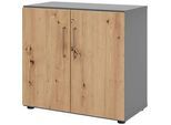 Schränke Breno, 2 OH, abschliessbar, 28 kg je Boden, B 800 x T 420 x H 748 mm, graphit/Asteiche