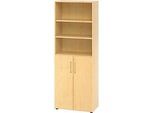 Kombischrank Breno, 6OH, Schrank- und Regalelement, abschliessbar, B 800 x T 420 x H 2156 mm, Spanplatte, Ahorn/Ahorn