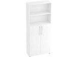 Regalschrank TARA, 5 Ordnerhöhen, 3 Fachböden, Türen oben/unten, B 800 x T 346 x H 1880 mm, weiss