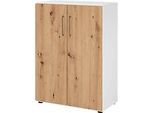 Schränke Breno, 3 OH, abschliessbar, 28 kg je Boden, B 800 x T 420 x H 1100 mm, weiss/Asteiche
