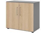 Schränke Breno, 2 OH, abschliessbar, 28 kg je Boden, B 800 x T 420 x H 748 mm, graphit/Eiche