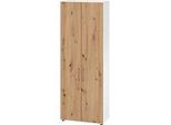 Schränke Breno, 6 OH, abschliessbar, 28 kg je Boden, B 800 x T 420 x H 2156 mm, weiss/Asteiche