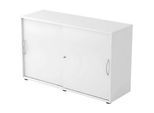 Schiebetürenschrank TARA, 2 Ordnerhöhen, B 1200 x T 400 x H 748 mm, abschliess- & stapelbar, lichtgrau