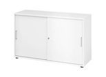 Schiebetürschrank Breno, abschliessbar, Spanplatte, melaminharzbeschichtet, B 1200 x T 400 x H 748 mm, 2 Ordnerhöhen, weiss/weiss