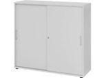 Schiebetürschrank Breno, abschliessbar, Spanplatte, melaminharzbeschichtet, B 1200 x T 400 x H 1100 mm, 3 Ordnerhöhen, lichtgrau/lichtgrau
