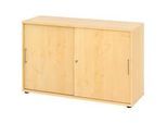 Schiebetürschrank Breno, abschliessbar, Spanplatte, melaminharzbeschichtet, B 1200 x T 400 x H 748 mm, 2 Ordnerhöhen, Ahorn/Ahorn
