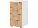 Schubladenschrank Breno, 4 Schübe, Metallgriffe, B 400 x T 420 x H 748 mm, weiss/Asteiche