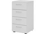 Schubladenschrank Breno, 4 Schübe, Metallgriffe, B 400 x T 420 x H 748 mm, lichtgrau/lichtgrau