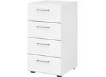 Schubladenschrank Breno, 4 Schübe, Metallgriffe, B 400 x T 420 x H 748 mm, weiss/weiss