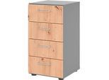 Schubladenschrank Breno, 4 Schübe, Metallgriffe, B 400 x T 420 x H 748 mm, graphit/Asteiche