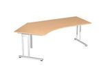Winkelschreibtisch 135° PALENQUE, C-fuss, Winkel links, B 2165 x T 800/1130 x H 680-820 mm, Buche
