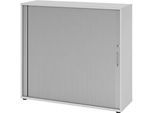Querrollladenschrank Breno, 3 OH, abschliessbar, stapelbar, B 1200 x T 400 x H 1100 mm, Spanplatte, lichtgrau