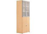 Kombischrank PALENQUE, 6 OH, Holz-/Glastüren, B 800 x T 420 x H 2160 mm, Buche