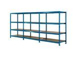 Komplettangebot Weitspann-Steckregal 600, B 4650 x T 800 x H 2000 mm, 1 Grundregal, 2 Anbauregale & 12 Böden, Stahl, himmelblau RAL 5015