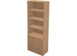 Schäfer Shop Genius Regal-Hängeregisterschrank-Kombination TETRIS WALL, B 800 x T 440 x H 2250 mm, Buche-Dekor