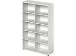 Schäfer Shop Genius Regal TETRIS WOOD, 5 OH, Höhe inkl. Gleiter, B 1200 mm, lichtgrau
