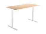 Schäfer Shop Select Schreibtisch START UP, elektrisch höhenverstellbar, Rechteck, T-Fuss, B 1600 x T 800 x H 705-1205 mm, Ahorn/weiss