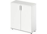 Schäfer Shop Genius Flügeltürenschrank TETRIS WOOD, 3 OH, Höhe inkl. Gleiter, B 1000 mm, weiss