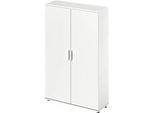 Schäfer Shop Genius Flügeltürenschrank TETRIS WOOD, 5 OH, Höhe inkl. Gleiter, B 1200 mm, weiss