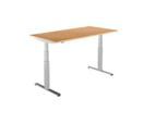 Schäfer Shop Select Schreibtisch DRIVE UP 2, elektrisch höhenverstellbar, Rechteck, T-Fuss, B 1600 x T 800 x H 630-1290 mm, Buche/weissaluminium