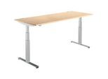 Schäfer Shop Select Schreibtisch DRIVE UP 2, elektrisch höhenverstellbar, Rechteck, T-Fuss, B 1800 x T 800 x H 630-1290 mm, Ahorn/weissaluminium
