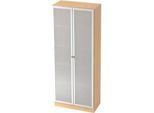 Aktenschrank mit Glastüren ULM, 5 OH, B 800 x T 420 x H 2004 mm, Ahorn-Dekor