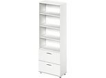 Schäfer Shop Genius Kombischrank TETRIS WOOD, 6 OH, H 2270 mm, 2 Hängeregistraturauszüge, Höhe inkl. Gleiter, weiss