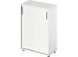 Schäfer Shop Genius Schiebetürenschrank TETRIS WOOD, 3 OH, B 800 mm, Höhe inkl. Gleiter, weiss