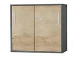 Schäfer Shop Select Anstell-/Aufsatz-Schiebetürenschrank SET UP, 2 OH, B 800 x T 420 x H 726 mm, graphit/eiche