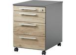 Schäfer Shop Select Rollcontainer SET UP, abschliessbar, B 432 x T 580 x H 595 mm, graphit/eiche